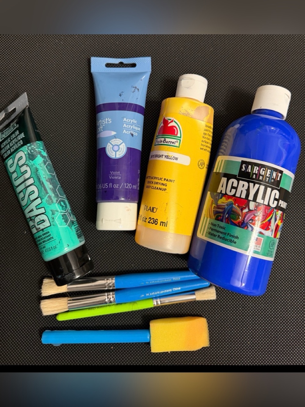 Misc Arts & Crafts acrylic paint washable paint with brushes - 4 brushes & color